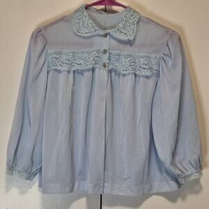 Pinehurst Vintage Nylon Lace Bed Jacket Baby Blue Size Medium